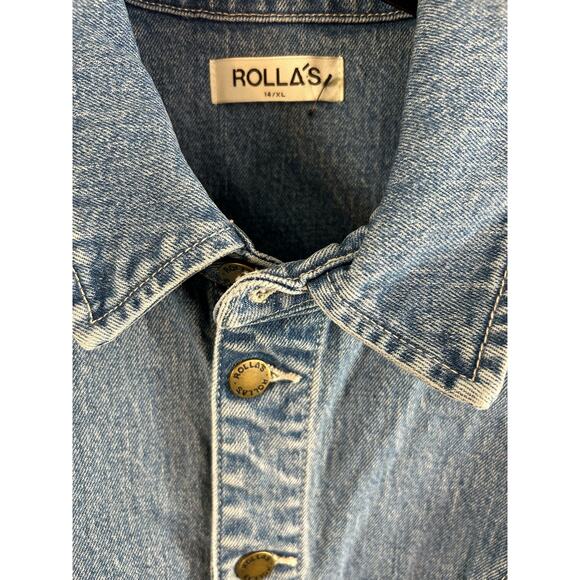 ROLLA’S Sailor Short Sleeve Denim Romper in medium blue size XL. NWOT - Picture 7 of 8